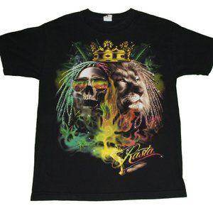 Rasta Bob Marley Lion Skeleton Blunt Graphic Tee